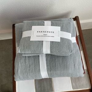 Parachute Home Linen Slate Blue Queen Duvet Cover and Standard Shams